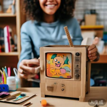 纸板电视机制作，创意生活趣。