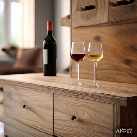 帅尼酒柜客户服务专线分享$木色红酒柜与白色杯架的优雅搭配