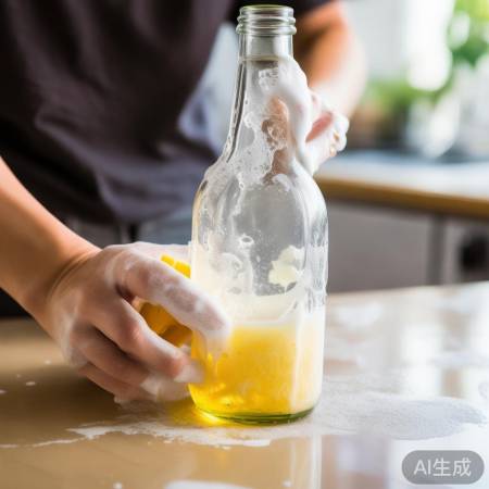 “海绵洗洁精擦瓶底”