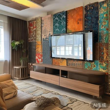 电视墙布搭配，自然舒适为主