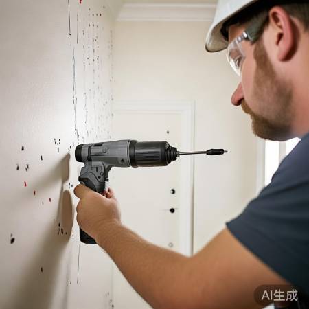 电钻打孔，适中力度，固定电视