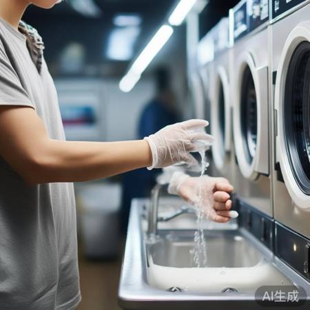 公共洗衣机,戴手套,洗手卫生