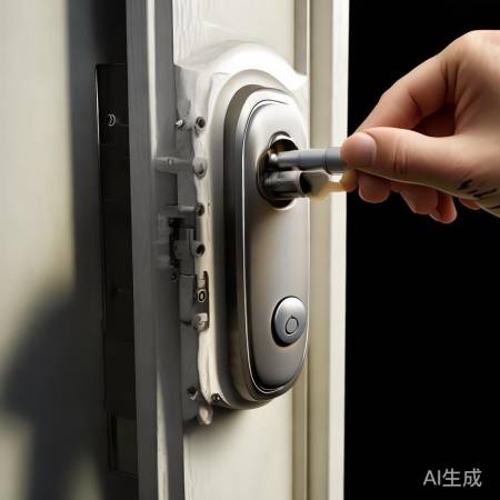 拆盖螺丝，见锁芯